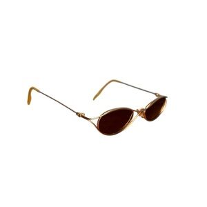Vintage Alain Delon 3405 Gold Oval Cat-Eye Sunglasses 90s